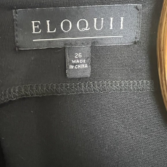 Eloquii Womens Black 3/4 Sleeve Seamed‎ Fit And Flare Skater Dress Plus Size 26 - Picture 5 of 6